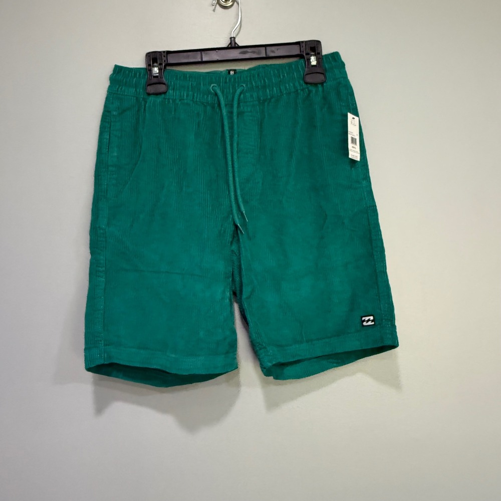 Billabong Mike EW NEW Corduroy Shorts Mens‎ Small Green Drawstring Casual